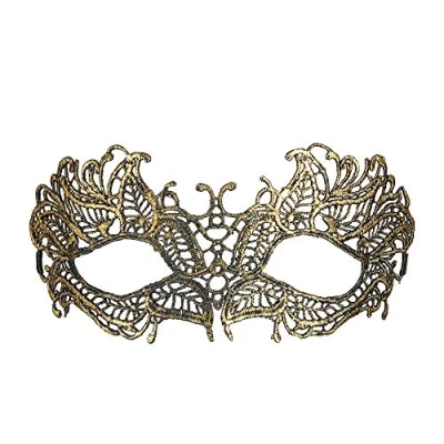 Afbeelding van Widmann 04761 Antiek Kantmasker Volwassen Vrouw, Venetiaans carnaval, feest, sexy plezier, themafeesten, goudkleur