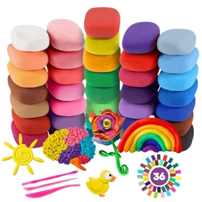 Afbeelding van Luchtdrogende boetseerklei voor kinderen, 36 kleuren, ultralichte magische klei, niet giftige boetseerklei, knutselen beste cadeau jongens en meisjes