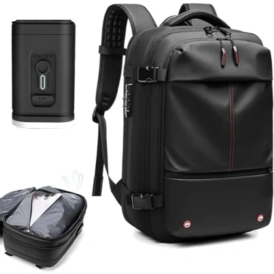 Afbeelding van Vacpack Backpack, 60L Expandable Large Backpack with Vacuum Compression, Water Resistant Anti Theft Business Daypack Weekender Bag Travel Backpack(Noir)