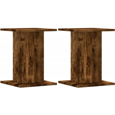Afbeelding van Speakerstandaards 2 st 30x30x40 cm bewerkt hout gerookt eiken