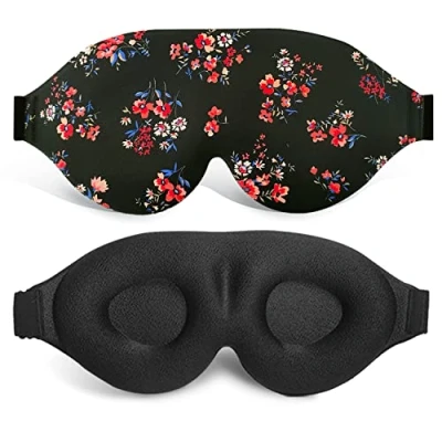 Afbeelding van oogmasker, slaapmasker, lichtblokkerend comfortabel en verstelbaar slaapmasker voor dames heren, 3D onderweg, ploegenwerk (kleine bloem)