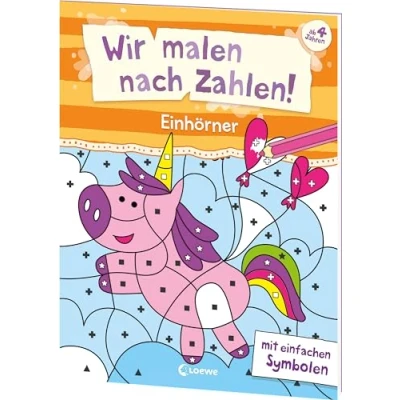 Afbeelding van Wir malen nach Zahlen! Einhörner: Mit einfachen Symbolen Beschäftigung für Kinder ab 4 Jahren Hilft gegen Langeweile zu Hause oder unterwegs!