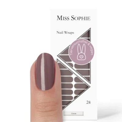 Afbeelding van Miss Sophie Nagelfolie &quot;Cocoa&quot;, Eenkleurig, Huidtinten, Nail Wraps 24 ultradunne zelfklevende duurzame nagelfolies