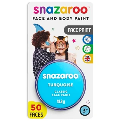 Afbeelding van Snazaroo 1119488 Kinderschmink, huidvriendelijke hypoallergene gezichtsmake up op waterbasis, vrij van parabenen 18ml Blister, Turquoise