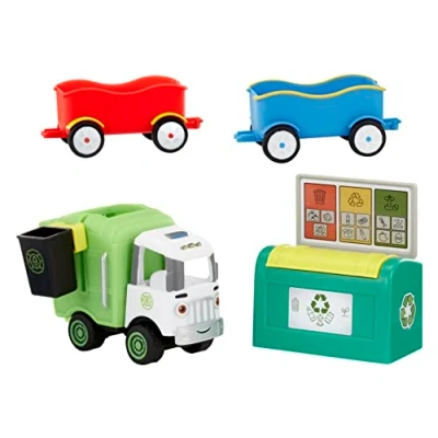 Afbeelding van Little Tikes Let&#039;s Go Cozy Coupe vuilniswagenspeelset met duw en speelvoertuig Voor autoplezier op de vloer of tafel peuters, jongens meisjes vanaf 3 jr