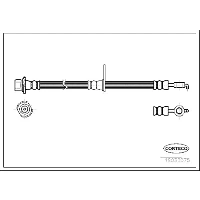 Afbeelding van CORTECO 19033075 Remslang Vooras rechts 590mm TOYOTA: Corolla IX Hatchback, Verso