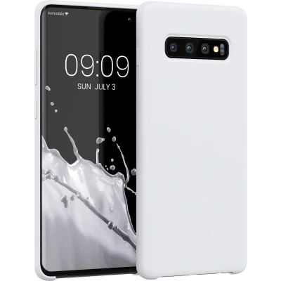 Afbeelding van kwmobile telefoonhoesje geschikt voor Samsung Galaxy S10 Plus / S10+ Hoesje met siliconen coating Smartphone case in mat wit