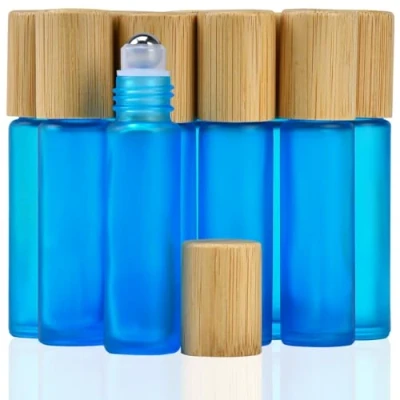 Afbeelding van etherische olie roller flessen 10 stuks matte oliën ml hervulbare lege glazen met roestvrijstalen ballen en bamboe deksel perfect voor aromatherapie geur