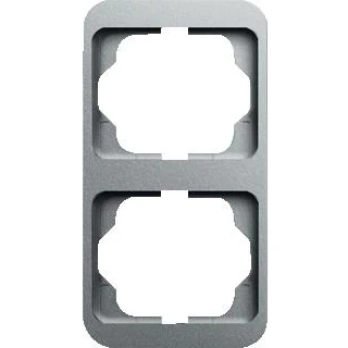 Afbeelding van Abb busch jaeger alpha afdekraam voor inbouwschakelaar 2 voudig vertikaal titanium 2cka001754a4393
