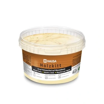 Afbeelding van HAUSA Houtkitt 250 g licht grenen plamuurmassa, stopverf voor hout, houtplamuur/vulmassa het repareren van houtschade, gebruiksklaar, uitstekende vulkracht, sneldrogend, scheurbestendig