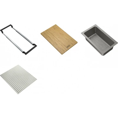 Afbeelding van Franke Universele Accessoire All In Set 3 Snijplank, Kunststof Inzetbak, Afdruipmat en Telescopische Brug 112.0655.483
