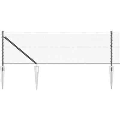 Afbeelding van vidaXL Hexagon Fence Grijs 0,6x50 m Staal, Afsluitpalen met punt 13 stuks Ø32 mm 80 cm Gegalvaniseerd staal