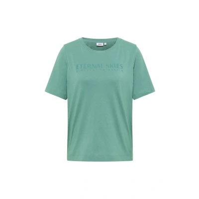 Afbeelding van Cecil MIT Wording Artwork Tshirt print, Dames, Maat: Large, Grün