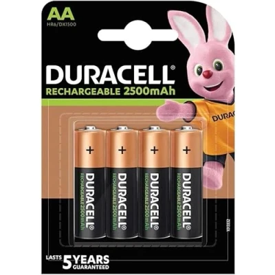 Afbeelding van 4 x Duracell AA batterijen, oplaadbaar, 2500 mAh (1 blister met batterijen), oplaadbare batterijen (HR6/DX1500)