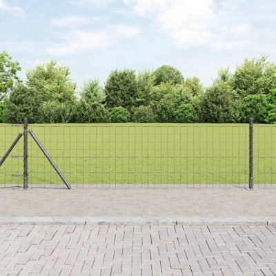 Afbeelding van vidaXL Euro Hek met 7 Flanged Posts 0.4x10 m Gegalvaniseerd Staal