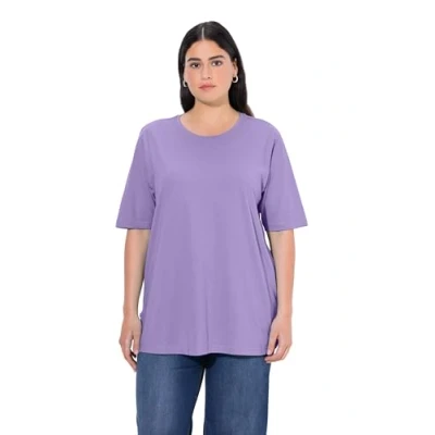 Afbeelding van Ulla Popken Basic T shirt met ronde hals voor dames, Blauwe sering, 42 44