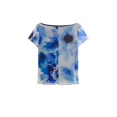 Afbeelding van Desigual Repris TS AURA Tshirt print, Dames, Maat: XS, Blue