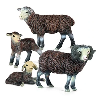 Afbeelding van HUSHUI Simulatie Geit Model,4 Stks/set Schapen Decoratie Model Set Boerderij Dier Woondecoratie Accessoires Craft Ornamenten Speelgoed