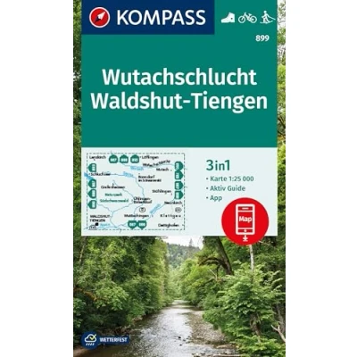 Afbeelding van KOMPASS Wanderkarte 899 Wutachschlucht, Waldshut Tiengen 1:25.000: 3in1 mit Aktiv Guide inklusive Karte zur offline Verwendung in der App. Fahrradfahren. Langlaufen.