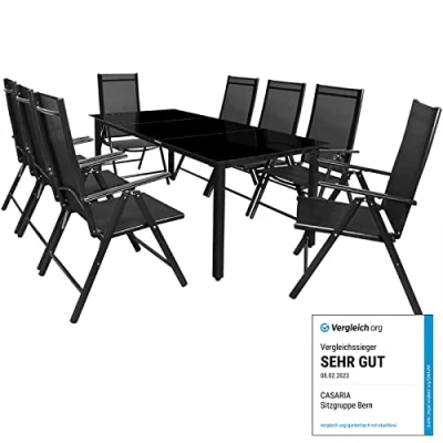 Afbeelding van Casaria Tuinset Bern 8 Personen Aluminium Stoelen 1 Tafel Antraciet