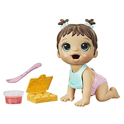 Afbeelding van Baby Alive Lil Snacks Eats and Poops pop met snackthema, 20,3 cm, snackvorm, speelgoed voor kinderen vanaf 3 jaar, bruin haar