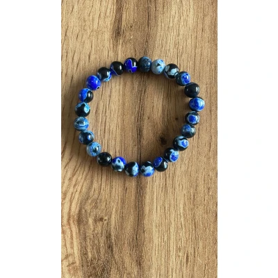 Afbeelding van Edelsteen Armband Rust &amp; Balans Blauwe Agaat (8mm 18 cm)