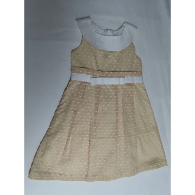 Afbeelding van Jurk kleedje Overgooier Beige / wit 4 jaar 104