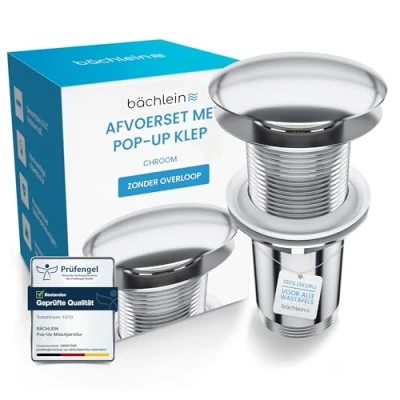 Afbeelding van Bächlein universele afvoerset ZONDER overloop voor wastafel (Zonder overloop) incl. 3 afdichtingen maximale compatibiliteit