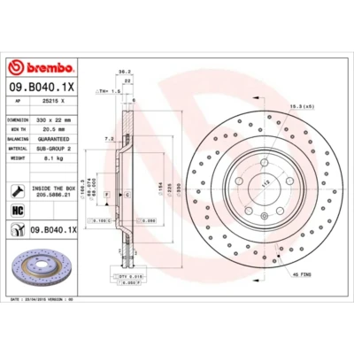 Afbeelding van Brembo Remschijf 09.B040.1X