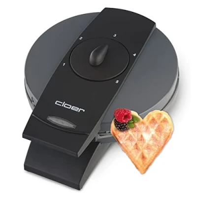 Afbeelding van Cloer 1625 Wafelijzer voor hartwafels, 930 W, wafel grootte 15,5 cm, traploos instelbare bruiningsgraad, grijs, metaal