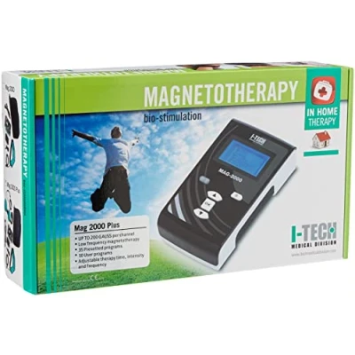 Afbeelding van I Tech IACER MAG 2000 Plus, voor thuis en professioneel Magnetotherapie, 2 kanalen van elk 200 Gauss, 35 programma&#039;s, tot 10 gebruikersgeheugens, elastische band met 3 spoelen, tas