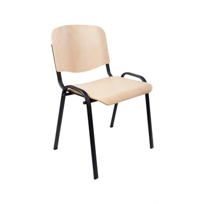 Afbeelding van Vergaderstoel of conferentiestoel basic zwart frame zonder armleuningen hout
