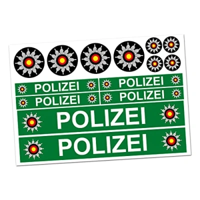 Afbeelding van Finest Folia 6 x politiestickers voor auto, boot, caravan, bus, fiets, driewieler, glijauto, speelauto, modelbouw, helm, R023 groen