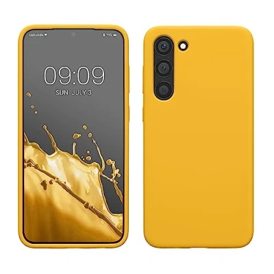 Afbeelding van kwmobile telefoonhoesje geschikt voor Samsung Galaxy S23 Plus Hoesje met siliconen coating Smartphone case in stralend geel