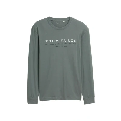 Afbeelding van TOM Tailor Printed Longsleeve, Heren, Maat: 3XL, Washed jasper green