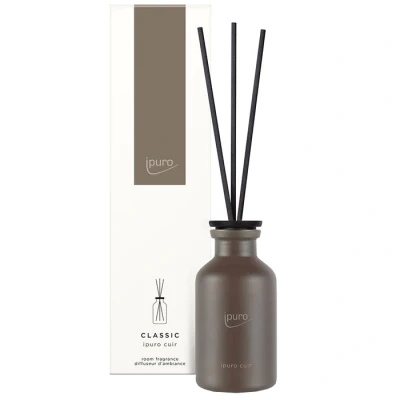 Afbeelding van ipuro Classic kamergeur Cuir 75 ml / kamerverfrisser met citrusnoten, vanille, leer en donker hout geur/diffuser staafjes/sensuele luchtverfrisser voor de woning