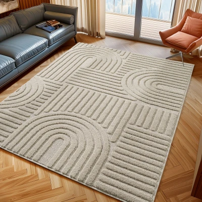 Afbeelding van Japandi ART Vloerkleed Boho Scandinavisch Laagpolig Effen Beige Rechthoek Polypropyleen 60x110 cm