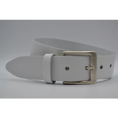 Afbeelding van 4cm brede witte echt lederen jeans riem maat 105