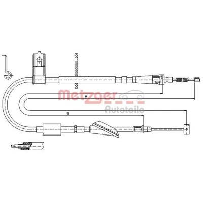 Afbeelding van METZGER 17.5046 Handremkabel Links achter 1532/1285mm COFLE SUZUKI: Ignis II (MH) 1.3, 1.5, 1.5 4x4, 1.3 DDiS, Sport 2003 2005