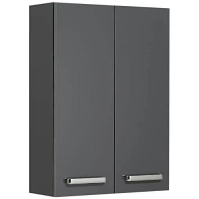 Afbeelding van Pelipal Badkamerhangkast Quickset 311, in antraciet glans, 60 cm breed, badkamerwandkast met 2 deuren en legplanken