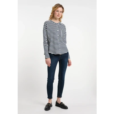 Afbeelding van Sweatjack SCHMUDDELWEDDA XS / Marine Wit 95% Katoen 5% Elastaan