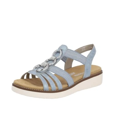 Afbeelding van Remonte Sandalen met sleehak, Dames, Maat: 36, Blau Hoogwaardig imitatieleer