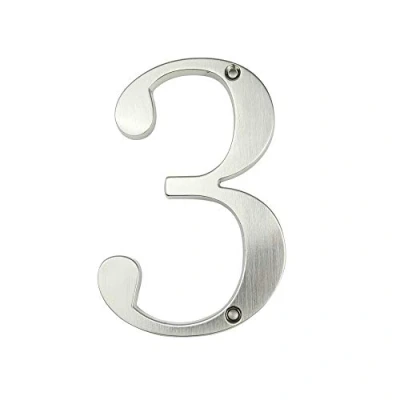 Afbeelding van HASWARE Huisnummerbord 4 inch (10 cm) Moderne Deurnummers Bewegwijzering Plaque Straat Huisadres Cijfers Zinklegering (3, Zilver)