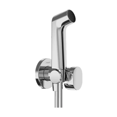 Afbeelding van hansgrohe Bidette S handdouche, 1 straals, voor koud water, met douchekophouder, rond design, EcoSmart+, 29230000, Kleur: chroom
