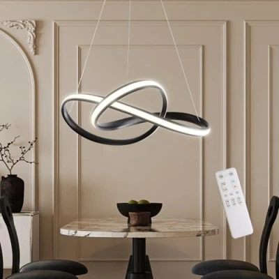 Afbeelding van MOUNM Led hanglamp, dimbaar, voor eetkamer, 3000 K 6000 K, keukenlamp met afstandsbediening, lineair design, kroonluchter, in hoogte verstelbaar van 100 cm, slaapkamer, woonkamer en keuken
