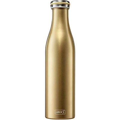 Afbeelding van Lurch 240863 Thermosfles/thermosfles voor warme en koude dranken van dubbelwandig roestvrij staal, 0,75 l, goud metallic
