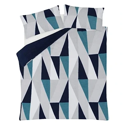 Afbeelding van Sleepdown Beddengoedset, omkeerbaar teddyfleece, marineblauw, polyester, super kingsize (220 cm x 260 cm), thermisch waem, behaaglijk superzacht dekbedovertrek