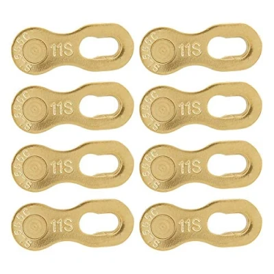 Afbeelding van Alomejor 4 paar fietskettingschakels, stalen fietsketting, snelspanner, kettingschakel, fietsaccessoires voor 11 voudige ketting (goud)