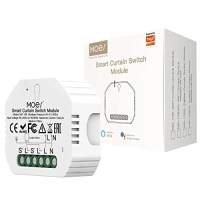 Afbeelding van MOES schakelaar voor rolluikmodule, aangesloten, gordijn, wifi, compatibel met Alexa Google Home Smart Life Tuya spraakbediening, intelligent huishoudrelais