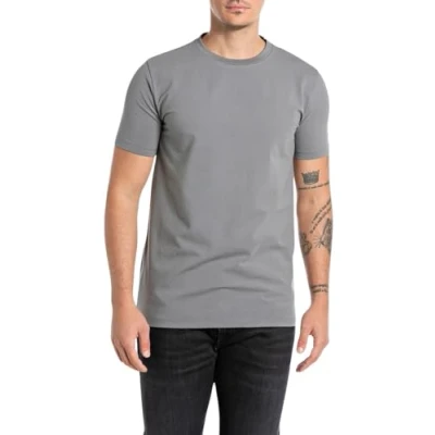 Afbeelding van Replay Basic T shirt voor heren, regular slim fit, 093 Lead Grey, M